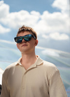 Ultra Light Polarized Over-Glasses Sunglasses | 1 Frame 2 Lenses | Retro Blue + Black