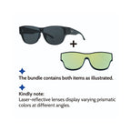 Ultra Light Polarized Over-Glasses Sunglasses | 1 Frame 2 Lenses | Aurora Green + Black