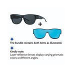 Ultra Light Polarized Over-Glasses Sunglasses | 1 Frame 2 Lenses | Retro Blue + Black
